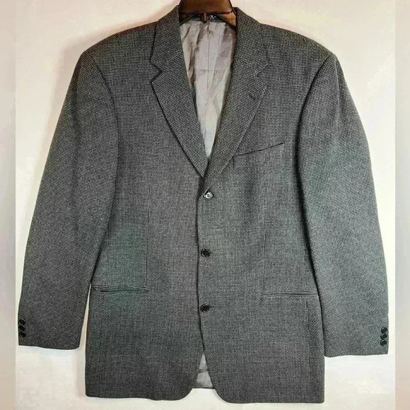Hugo Boss Other - Hugo Boss Einstein‎ sports coat jacket blazer size 42L black gray tic modern fit